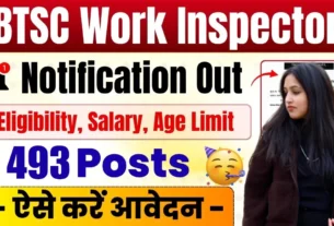 BTSC Work Inspector Mechanical Recruitment 2026 for 493 Posts